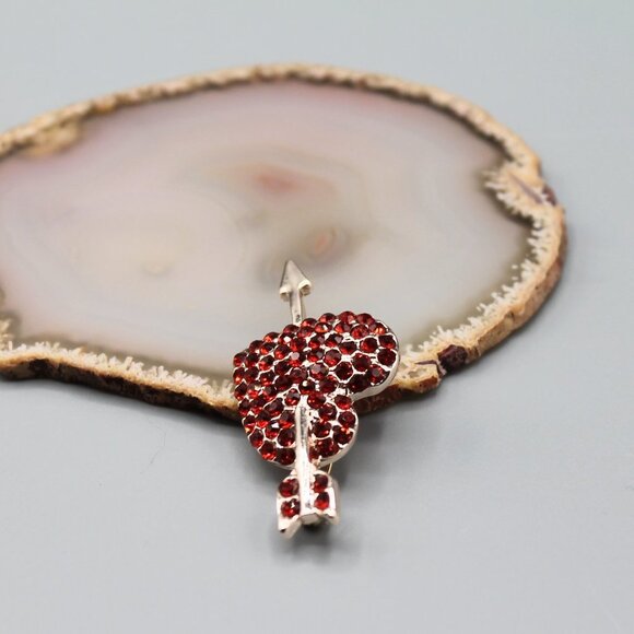 Heart arrow jewelry brooch pin love red yellow gold tone elegant brand new - Picture 7 of 12